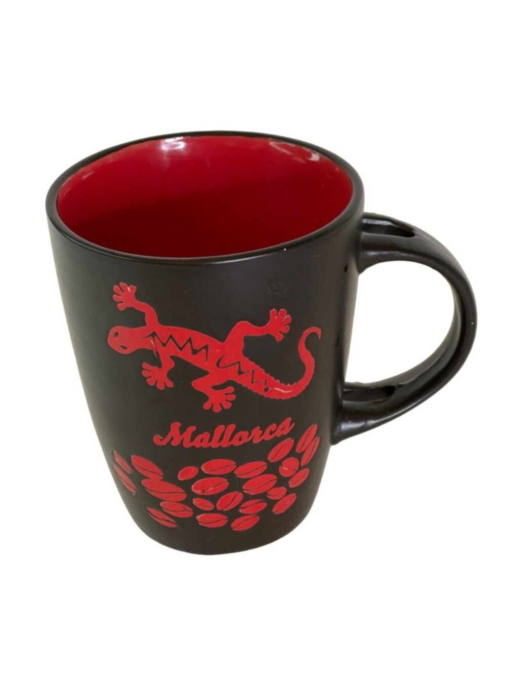 Vintage Mallorca Mug Salamander Lizard and Coffee Beans Raised Embossed 3D 10oz